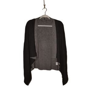 ROMEO & JULIET COUTURE $108 Draped Open Knit Cardigan Black/Gray Small
